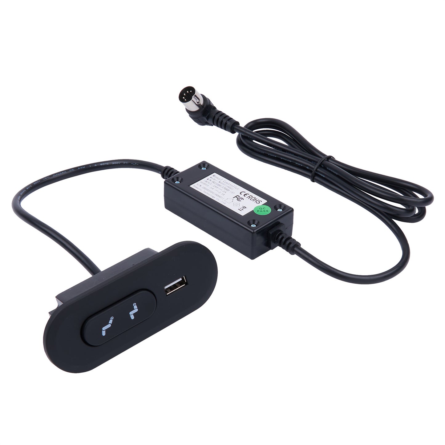 WSP2T10027 RK23300137X000(R) 2-Button Recliner Switch with USB & 90° 5-Pin Plug
