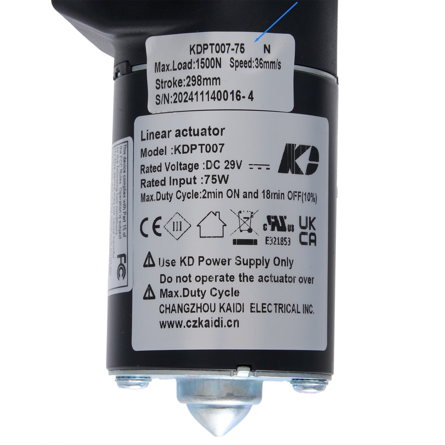 KAIDI KDPT007-75 N Linear Actuator for Recliner/Lift Chair