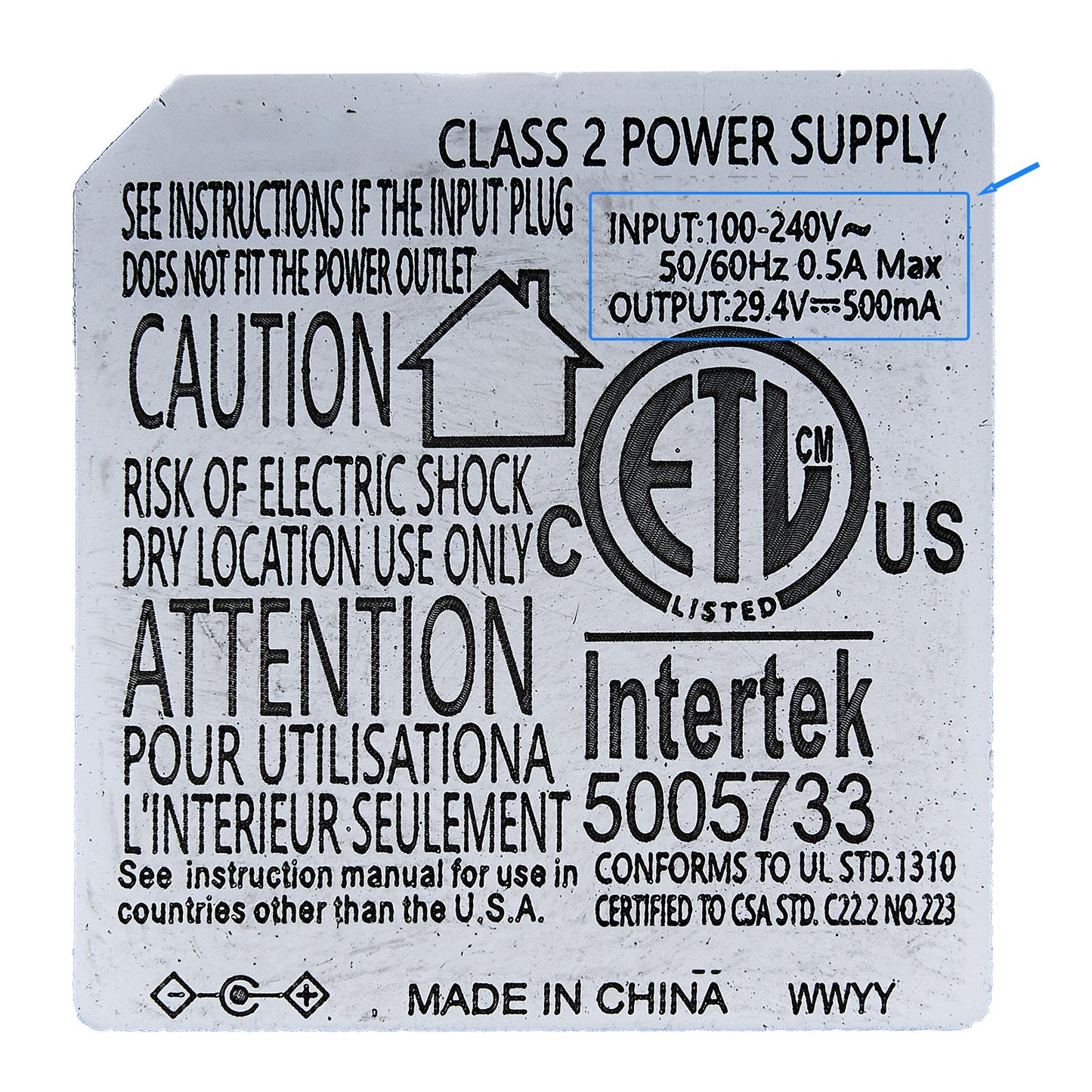 29.4V 500mA Furniture Battery Charger Male Barrel Plug with 2 pin converter