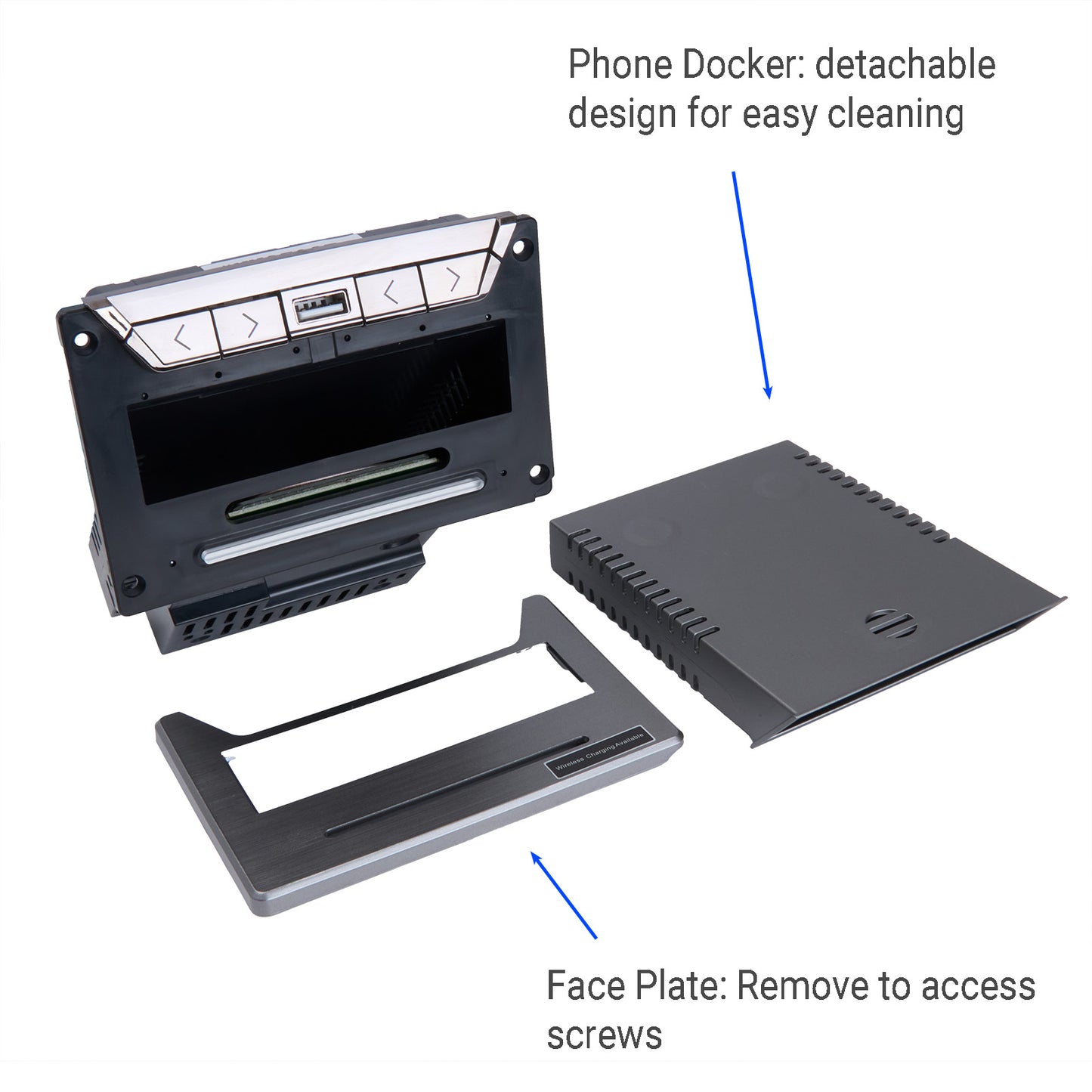 eMoMo E502URRW 4 Button Control Switch with USB and Wireless Charging Docker