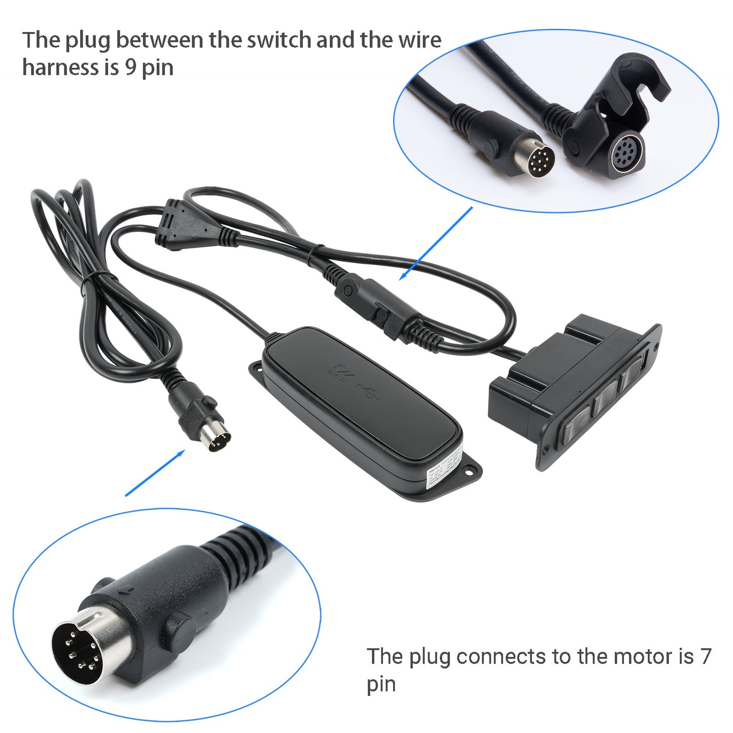 OKIN JLDK.15.08.88 Six Button Switch for recliner lift chair with USB & 7 Pin Plug