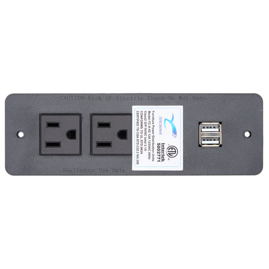TC-A-02 Furniture Power Distribution Units Recessed Power Strip with 2 Outlets & 2 USB Ports