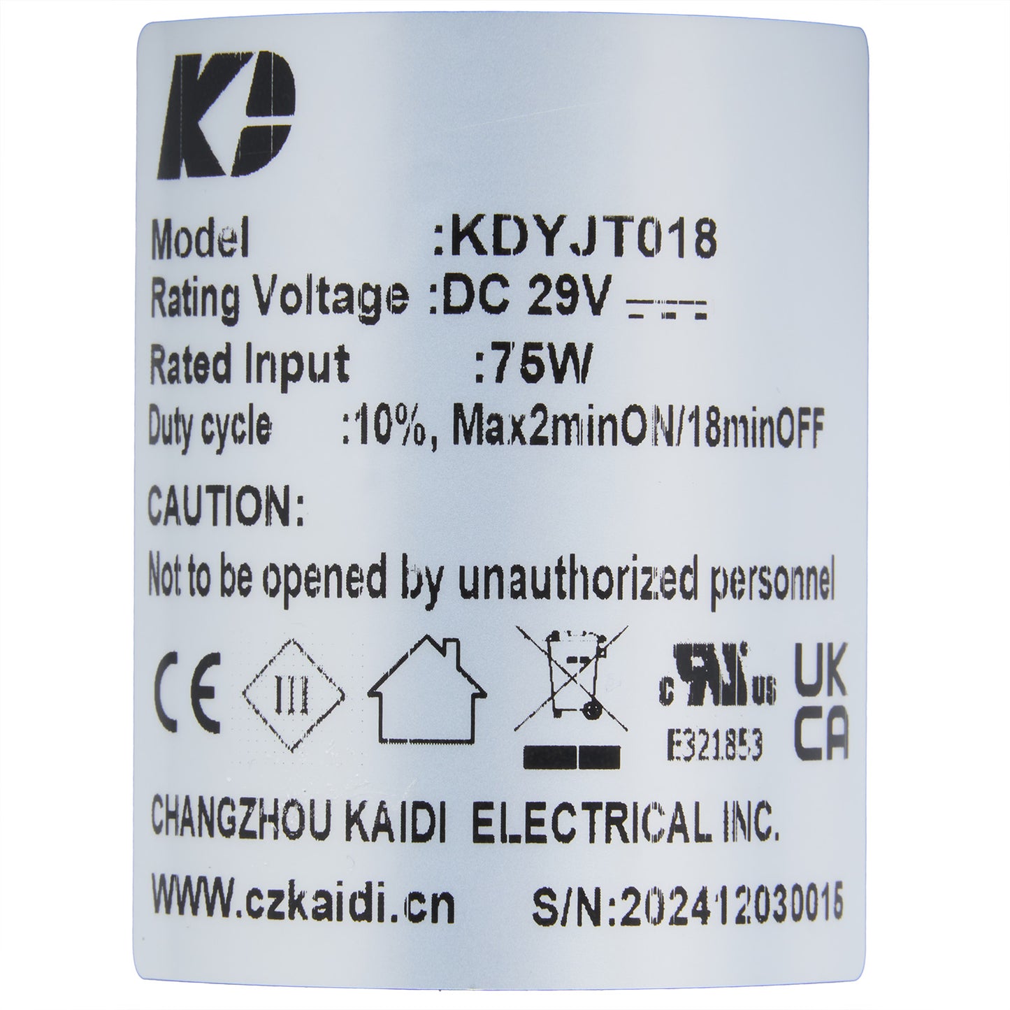 KAIDI KDYJT018-76 (MOT-AC-63) Linear Actuator for Recliner/Lift Chair