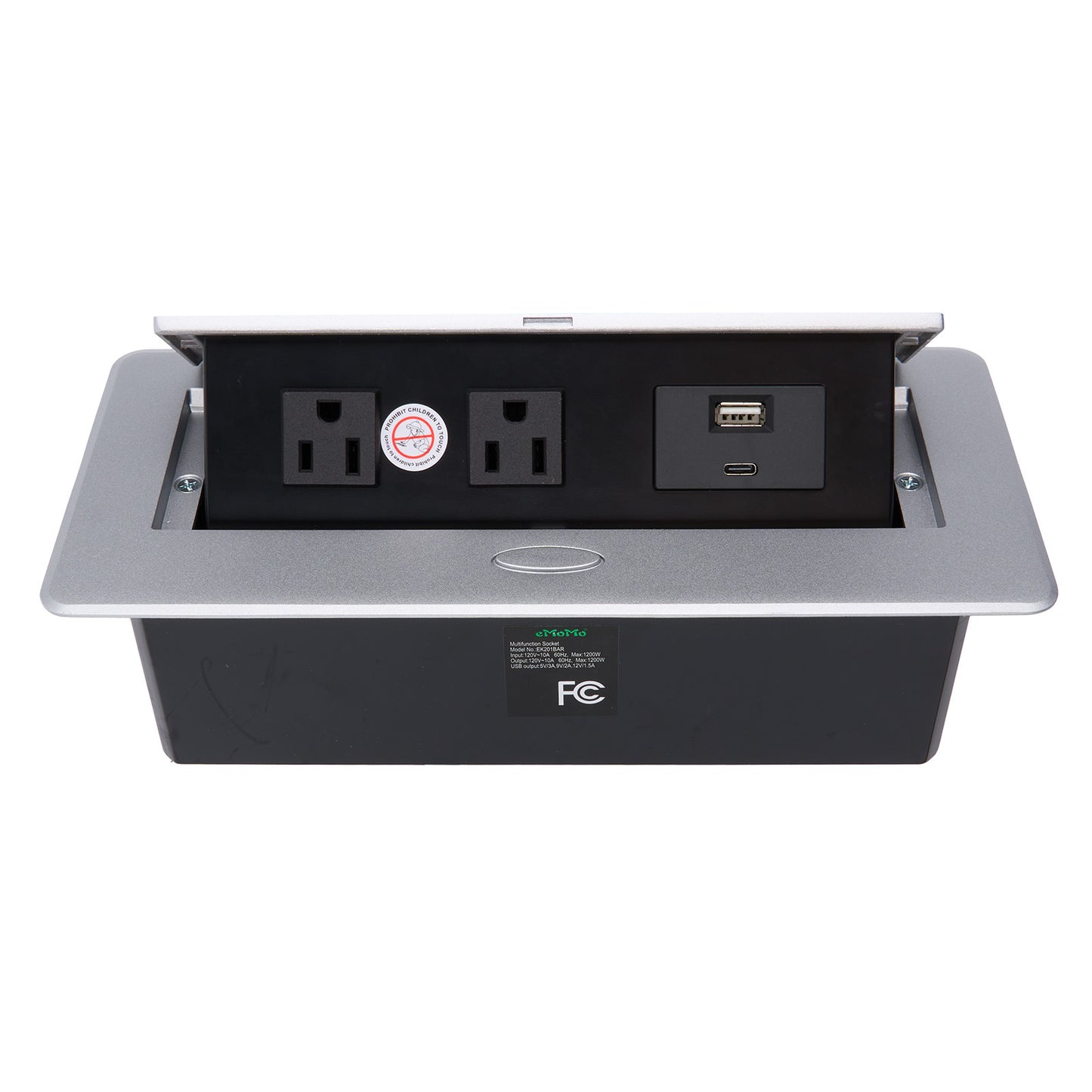 eMoMo EK201BAR Pop-up Multifunctional Socket with 2 Outlets USB Type C
