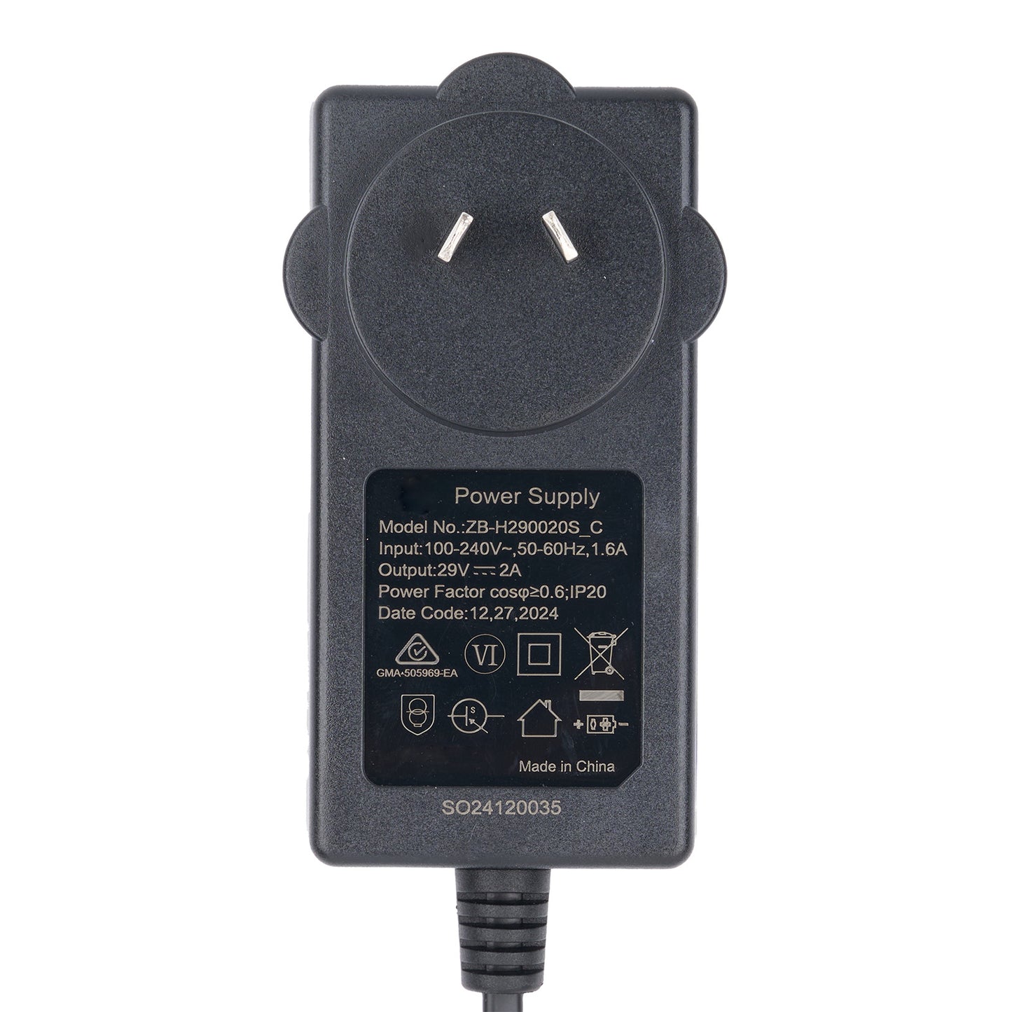 Dual 2-Pin Power Adapter Kit with Australia AC Plug for Two Seats Recliner Sectional Love Seats - 29V 2A
