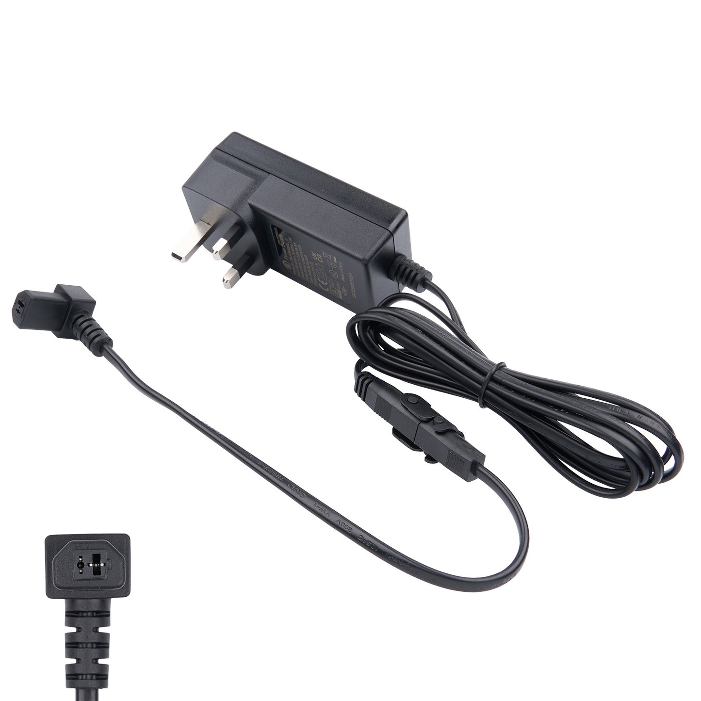 90° Trapezoidal Female Plug Power Adapter with British AC Plug for Recliner Lift Chair 29V 2A