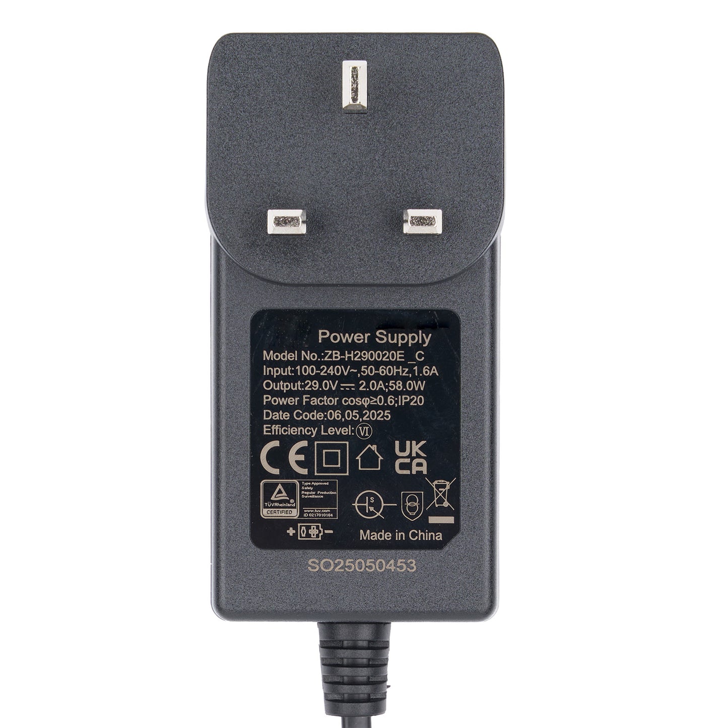90° Trapezoidal Female Plug Power Adapter with British AC Plug for Recliner Lift Chair 29V 2A