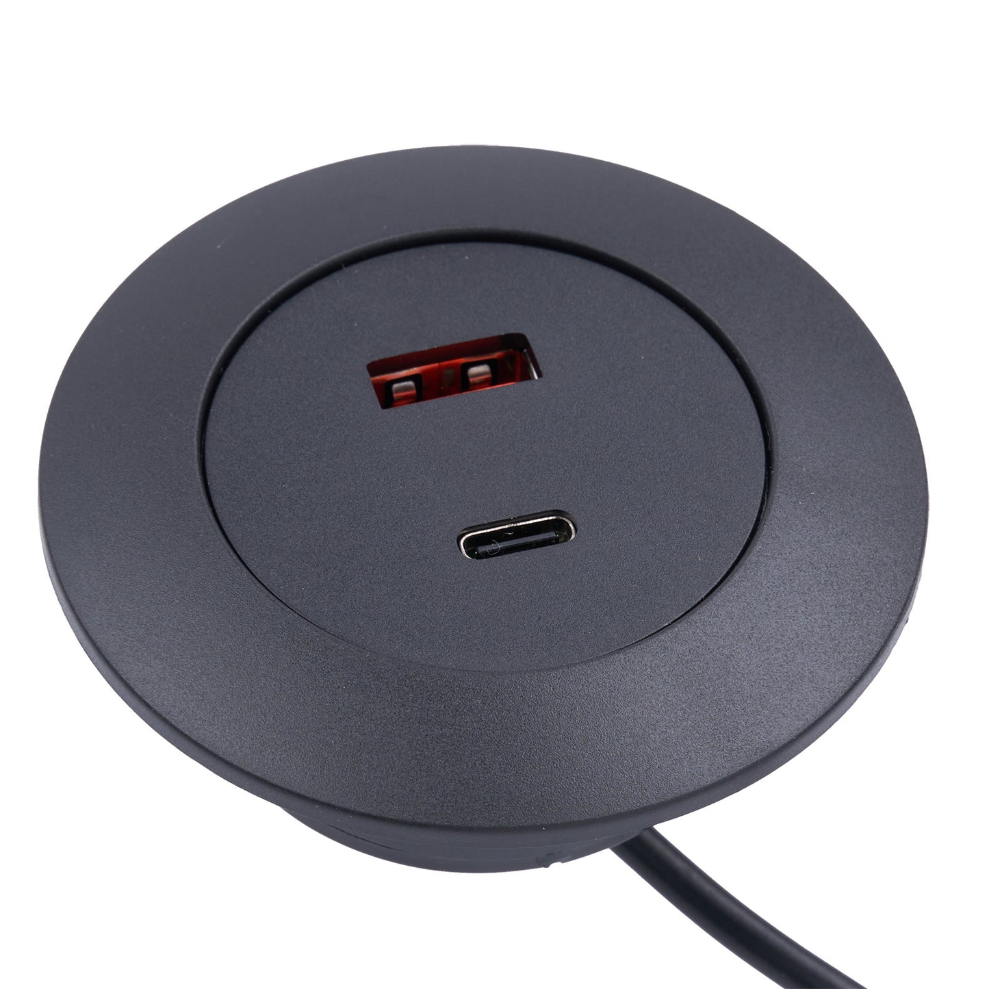 Round Furniture USB Charger (Type-A + Type-C) ϕ 68mm 20W PD 3.0 Fast Charging with Power Adapter