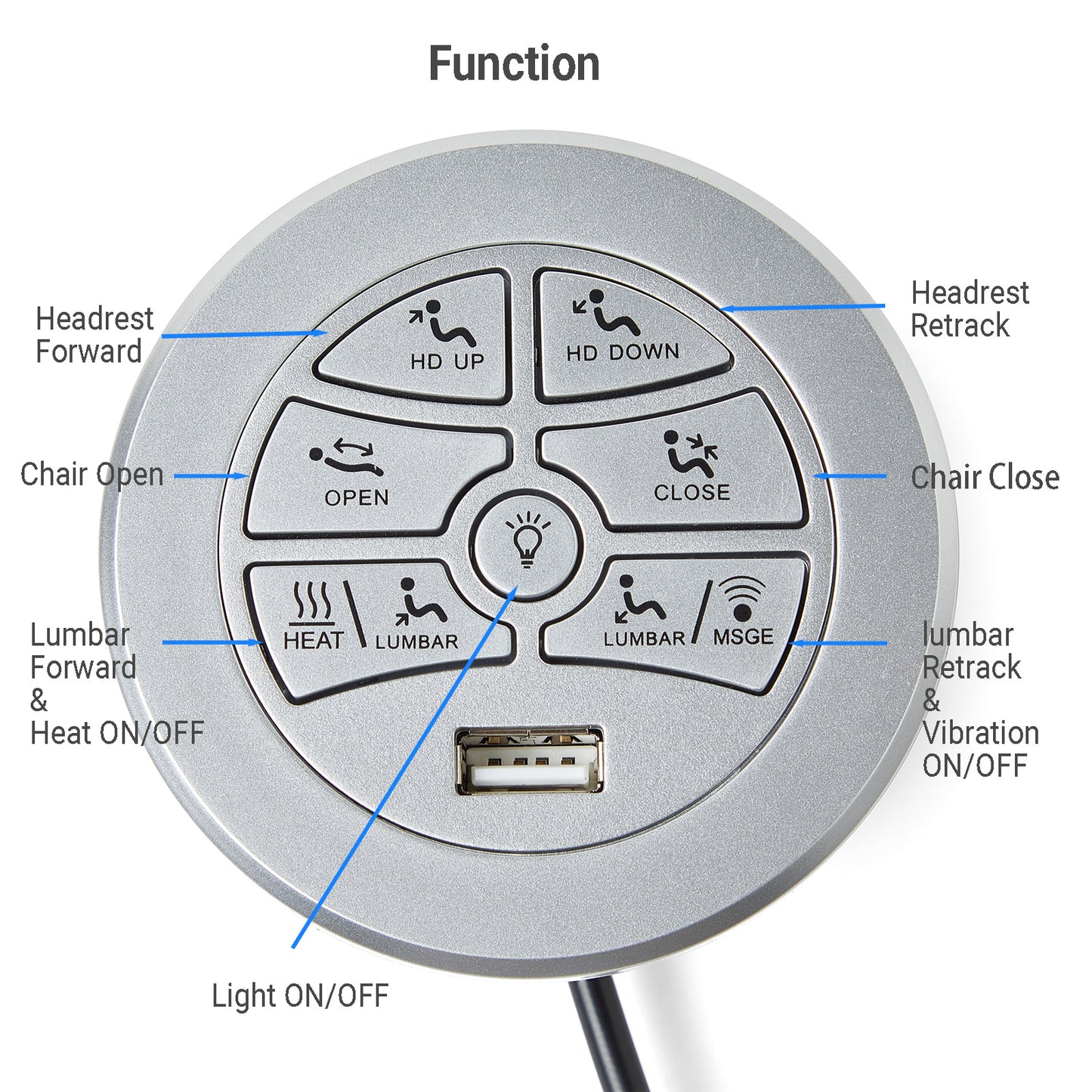 eMoMo K3024HL(S)-1 Silver Power Switch 7 Buttons with USB