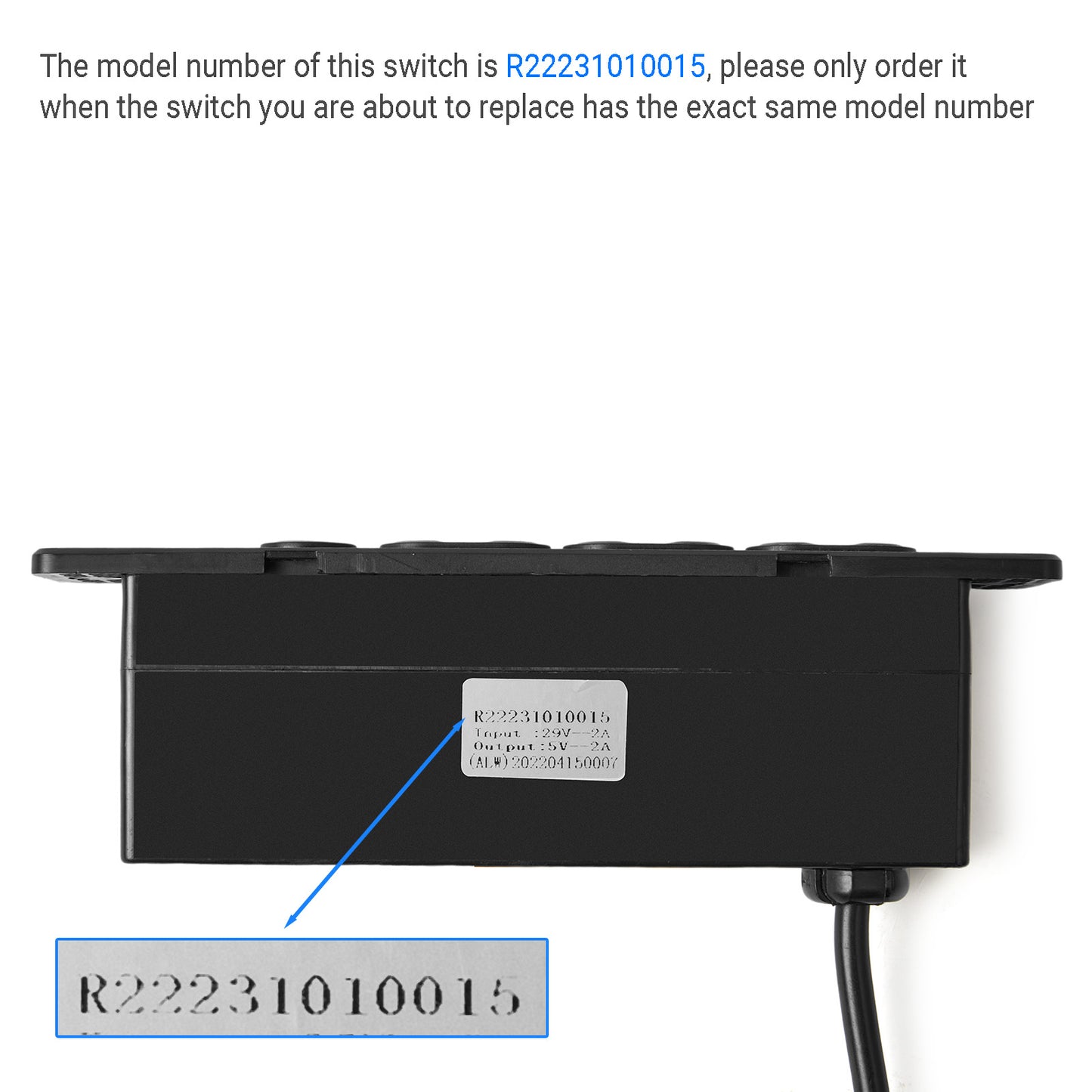 R22231010015 Seven Button Switch for Recliner or Lift Chair Three Plugs With USB