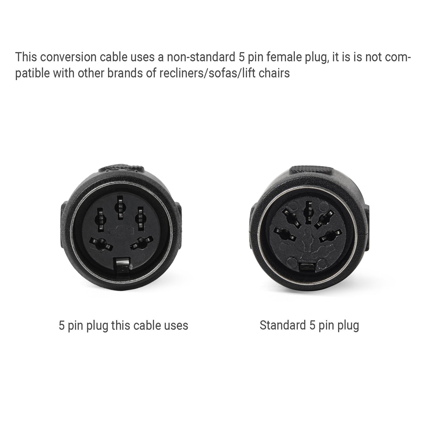 2 Pin to 5 Pin Power Conversion Cable for La-Z-Boy Recliners/Sofas/Lift Chairs