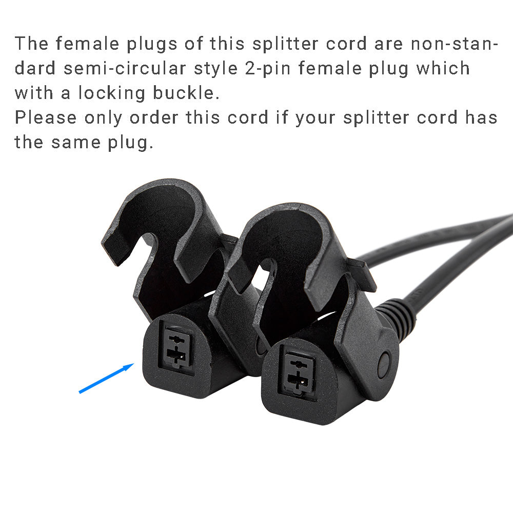 2 Pin Y cable with Arch/D Shape Female plugs Male to Dual Female