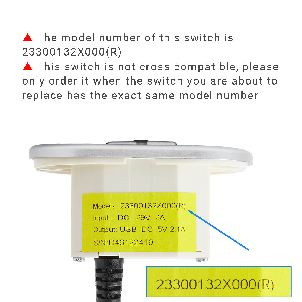 23300132X000(R) Five Button Switch for Power Recliner or Lift Chair with USB