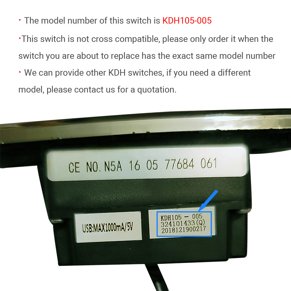 KDH105-005 2 Button Switch for Power Recliner or Lift Chair with USB Port and 5 Pin Plugs