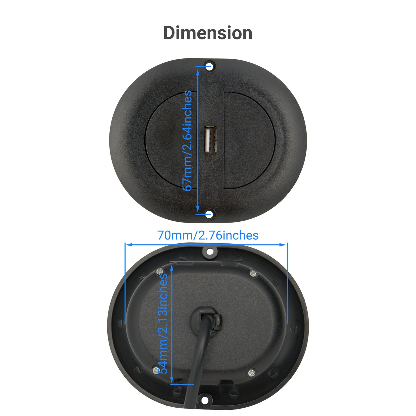 Oval 2-Button Switch with 5-pin Male Plug and USB for Power Recliner & Lift Chair