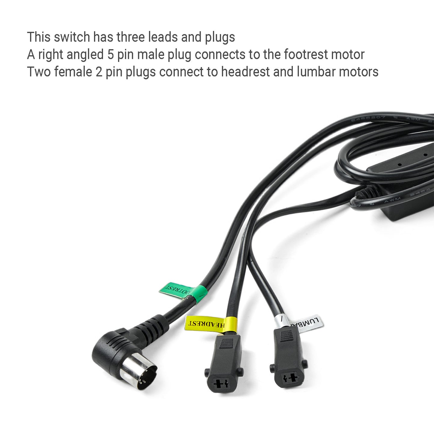 R22231010015 Seven Button Switch for Recliner or Lift Chair Three Plugs With USB