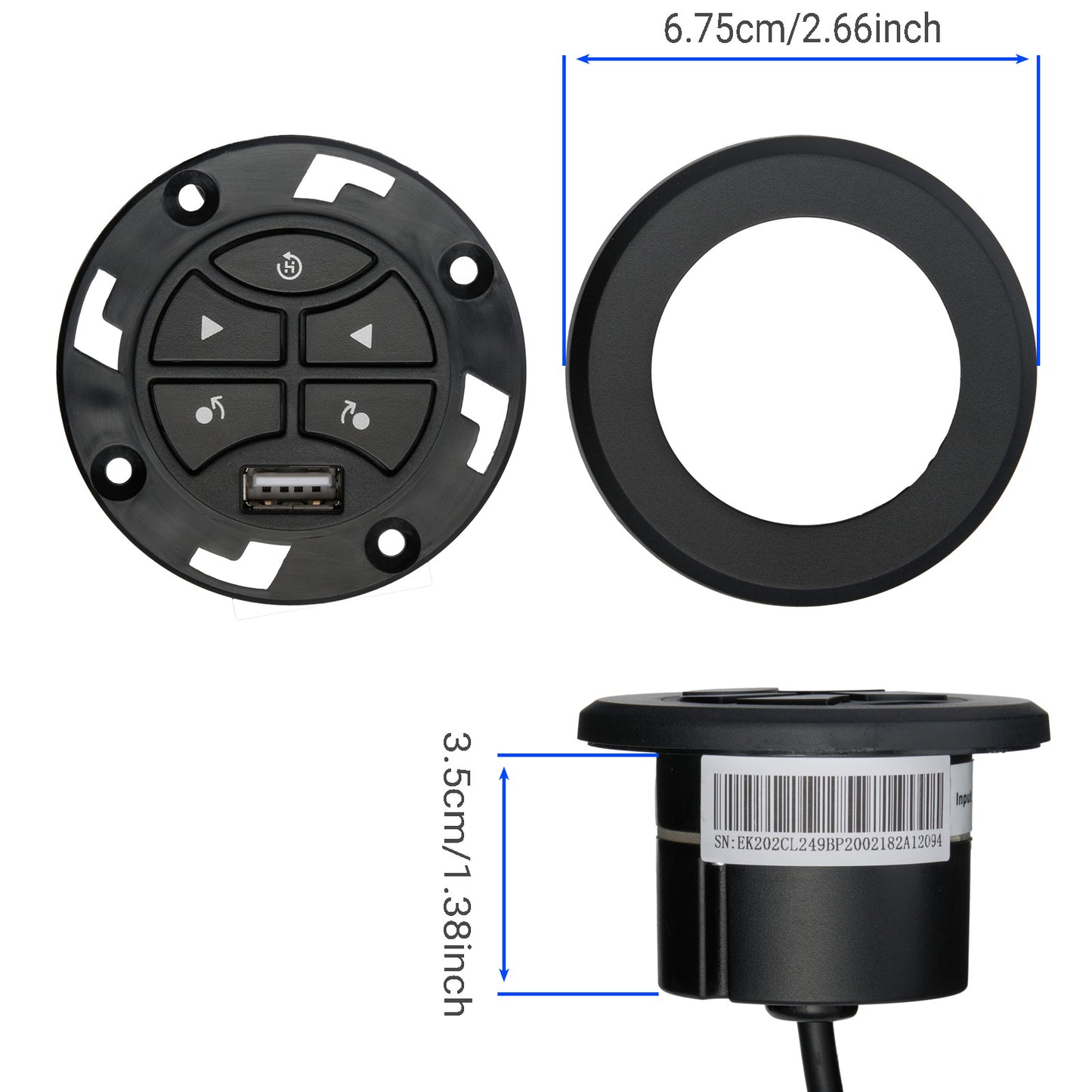 eMoMo K202CL 5 Button Switch with USB & 3 Plugs