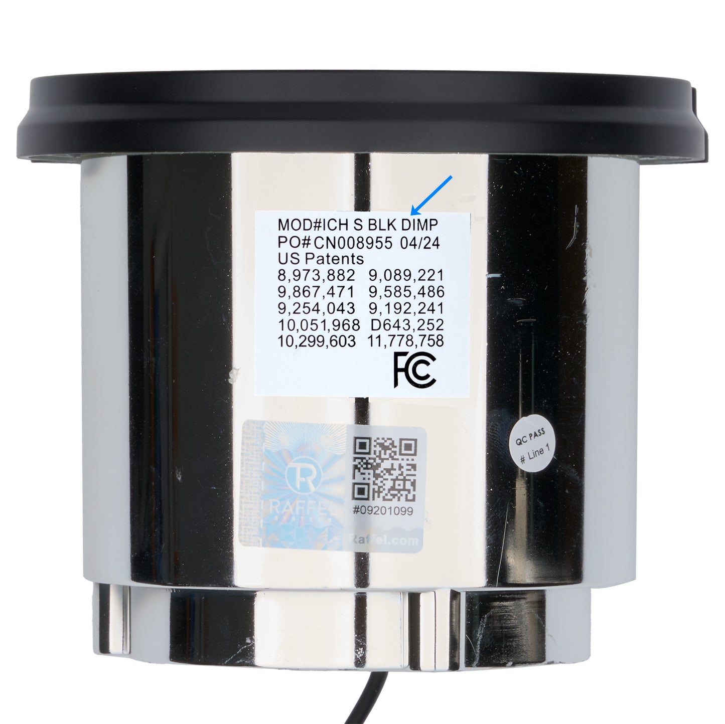 Raffel ICH S BLK DIMP Cup Holder with Wire harness