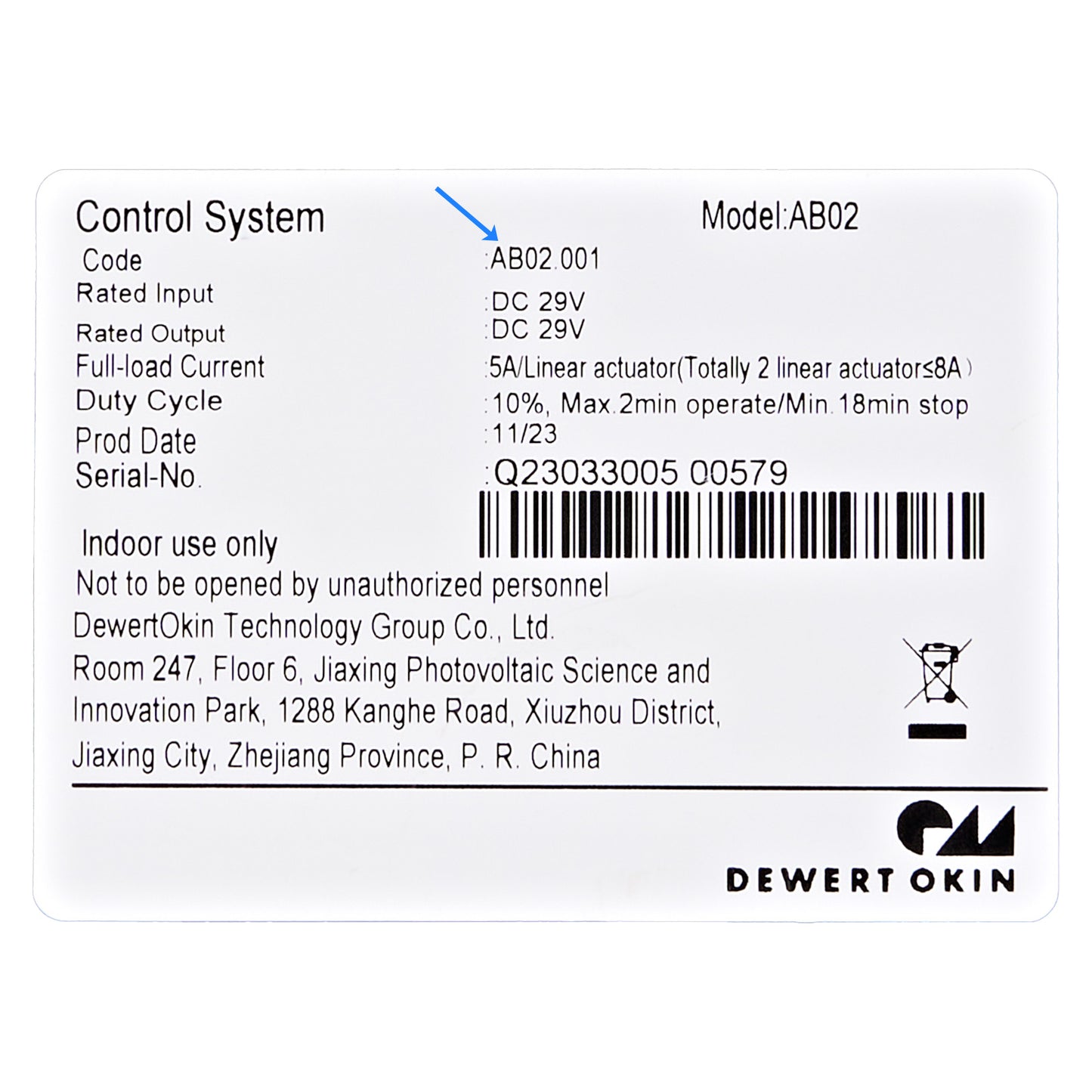 Dewert OKIN AB2.001 Control Panel for Adjustable Desk 6 Button 2 Pin