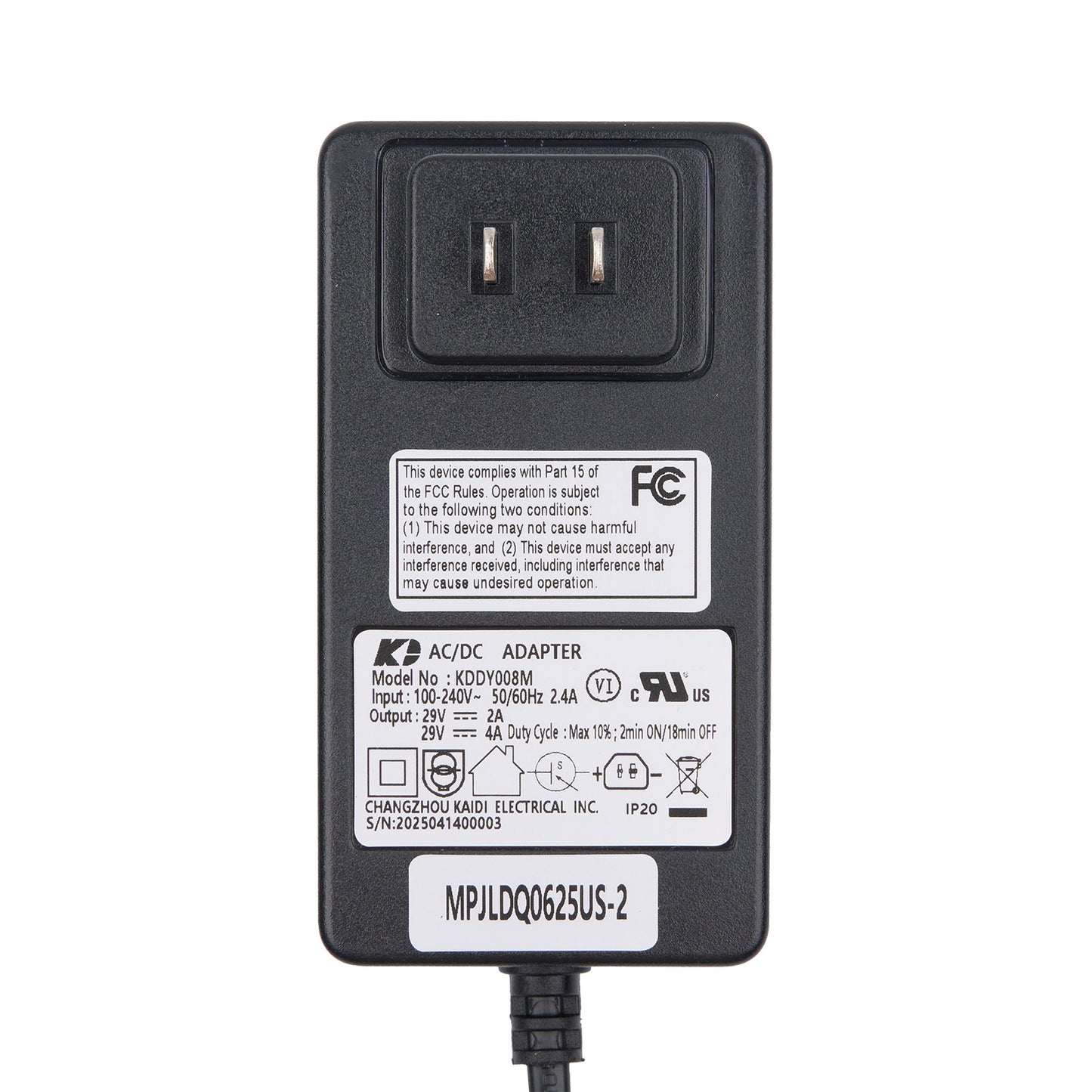 Kaidi KDDY008M AC/DC Adapter with 90° D-Shaped 2-Pin Plug for Motion Furniture