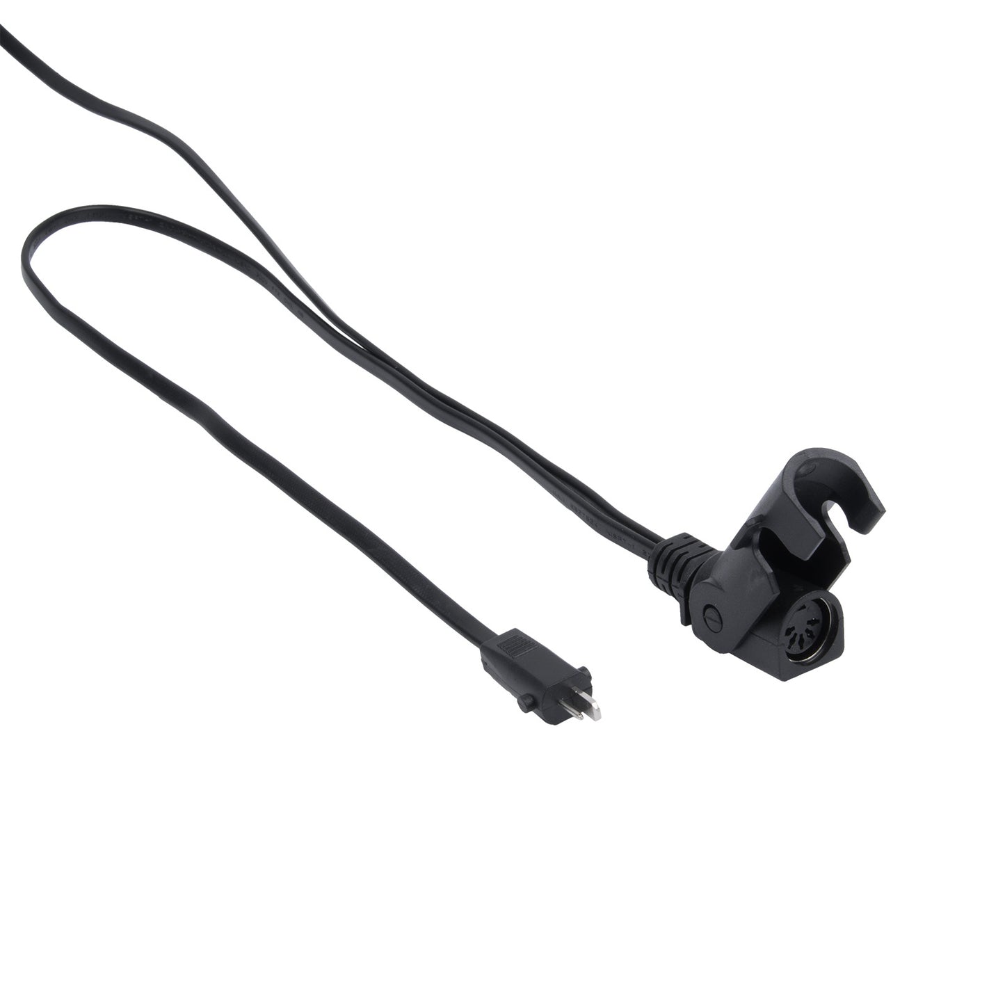 Black lanyard with a clip on a white background