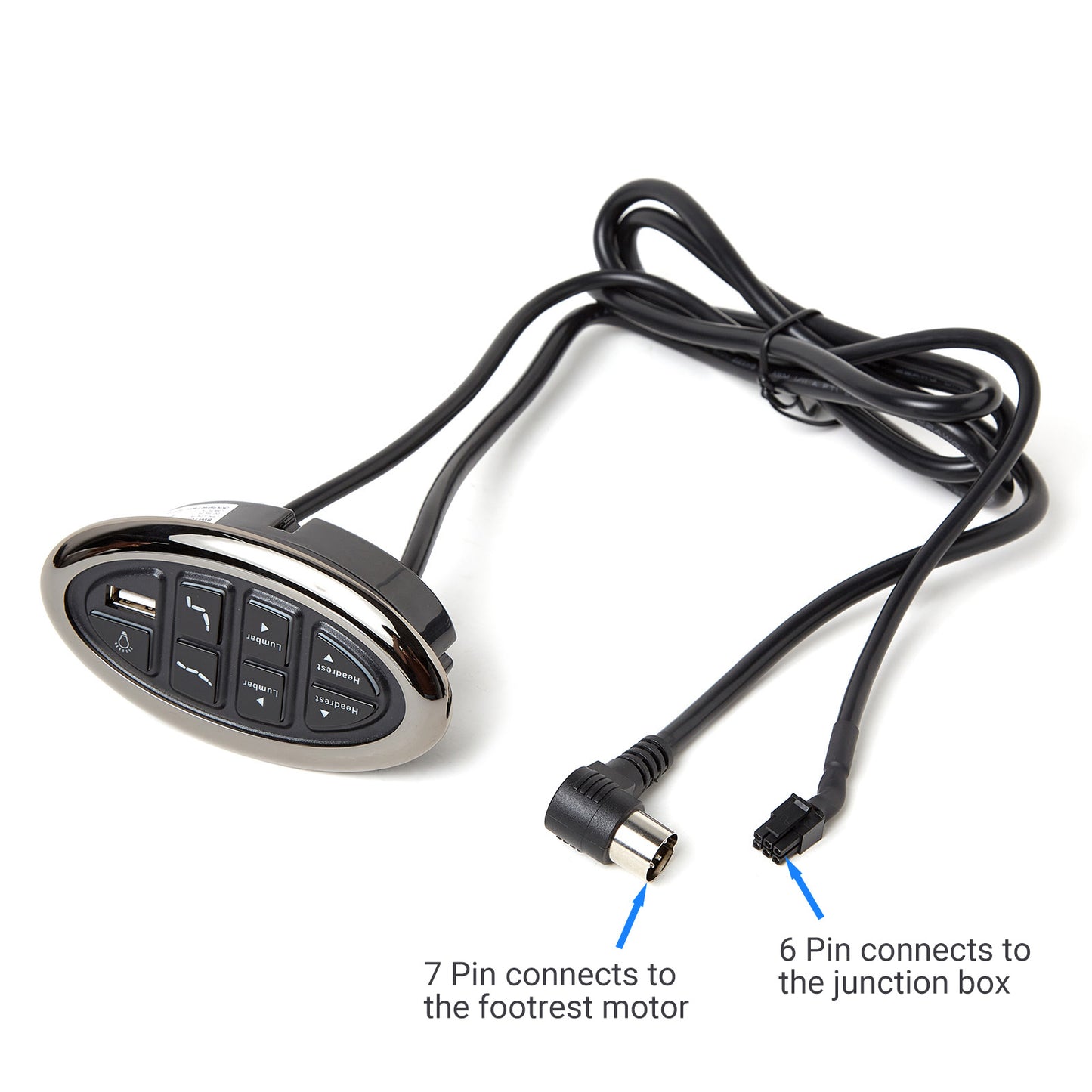 OKIN JLDK.15.07.15 7 Button 7 Pin Switch for recliner with Junction Box & USB