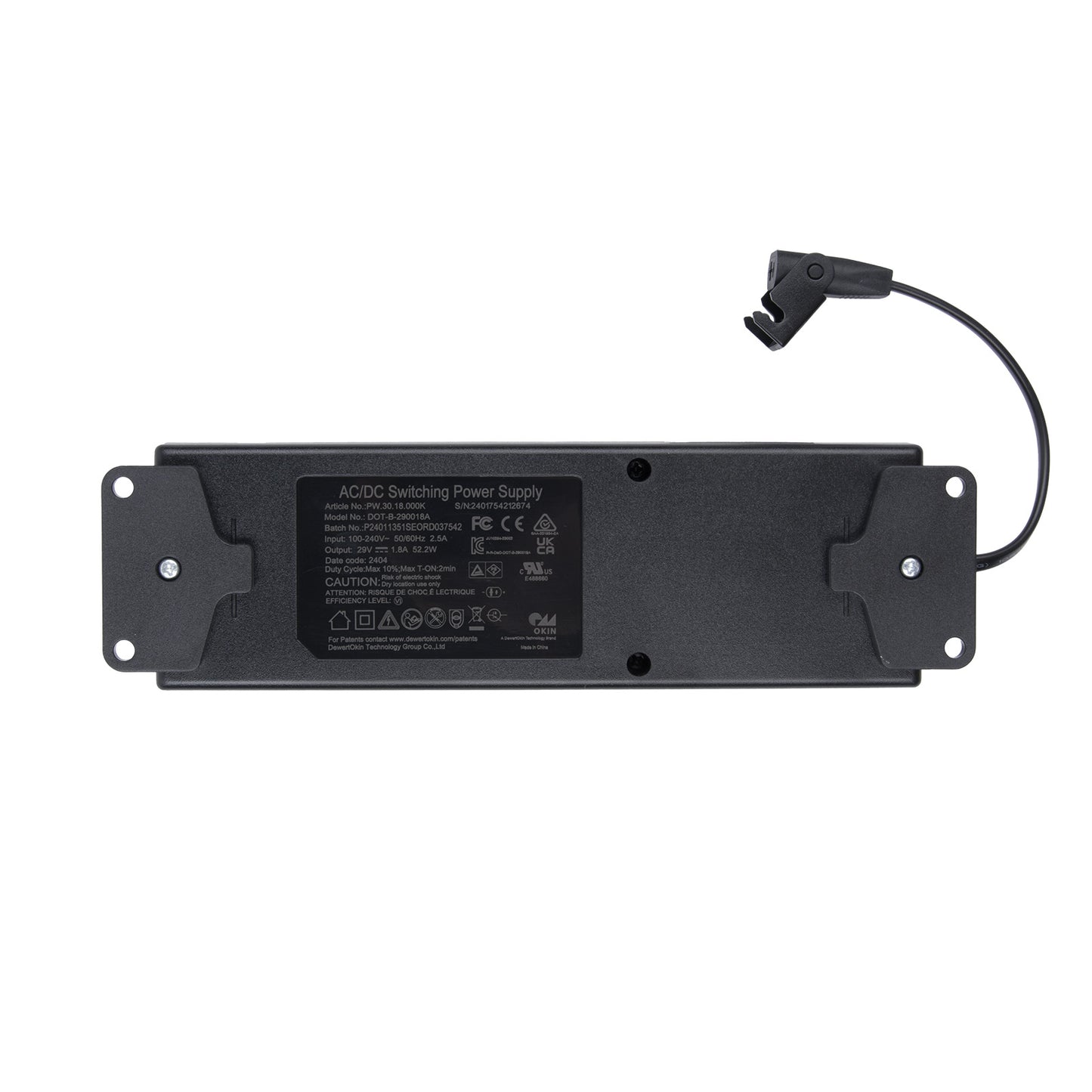 OKIN PW.30.18.000K 10-Pin Plug Power Adapter for Adjustable Bed DOT-B-290018A