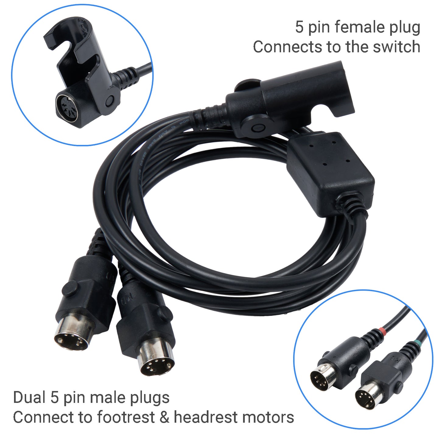 KDH104B-002 4 Button Recliner Switch with Dual 5 Pin Plugs