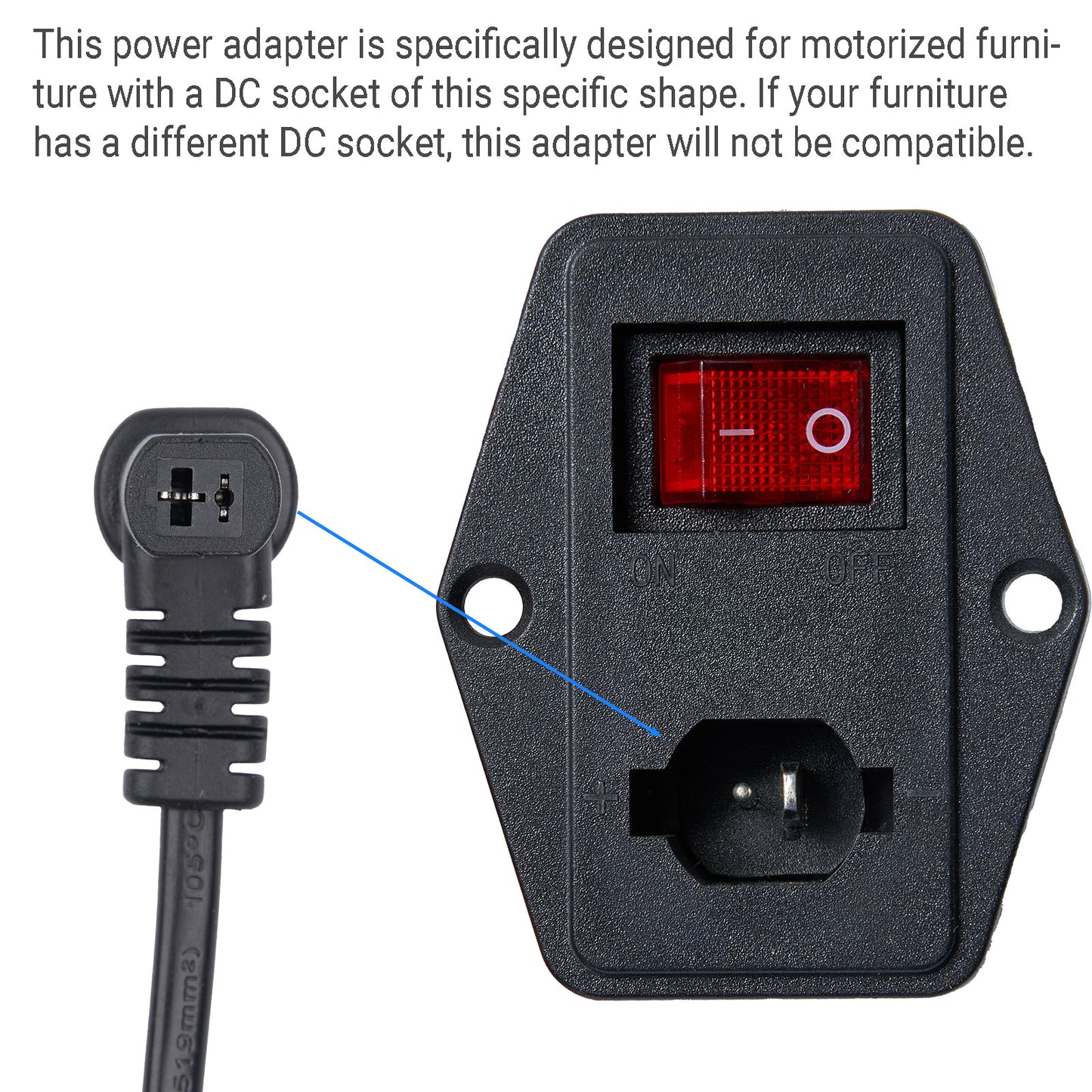 90° Female 2-pin Plug Power Adapter with Australia AC plug for Recliner Lift Chair 29V 2A