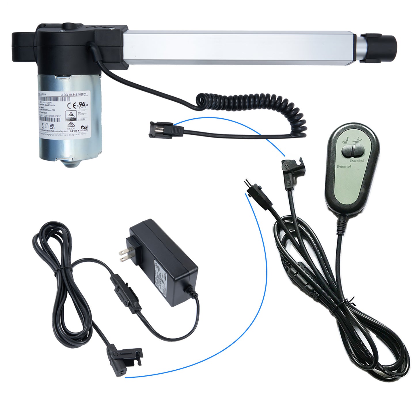 Two-Button Dual 2-Pin Plug Remote Controller for Recliner/Lift Chairs