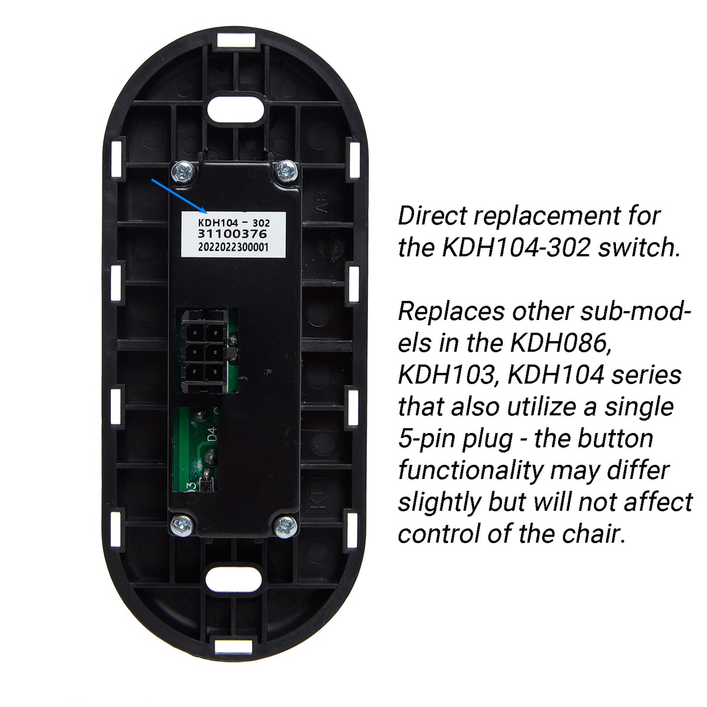 KDH104-302 4 Button Switch/Controller for Recliner Lift Chair