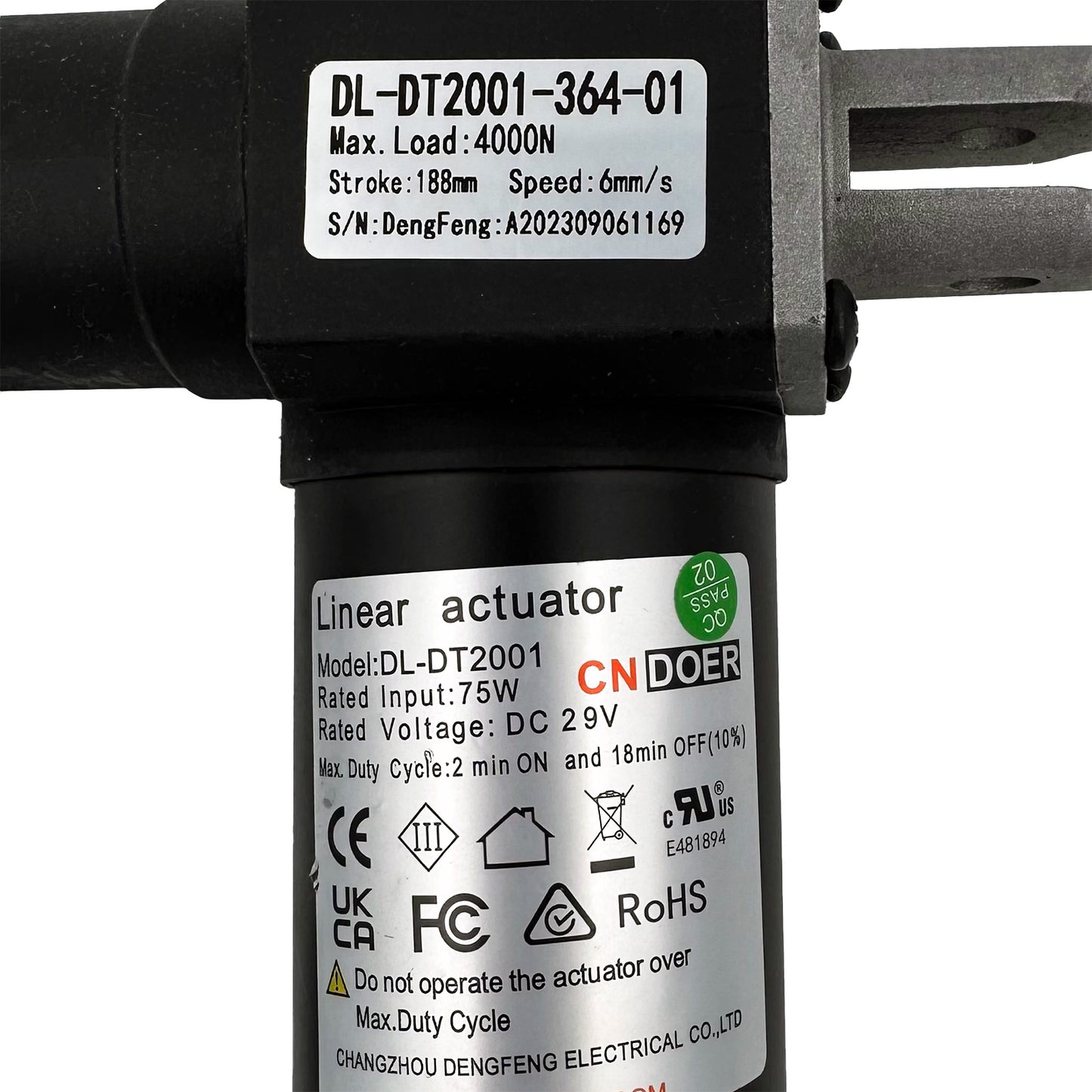 CN DOER DL-DT2001-364-01 Linear Actuator for Recliner/Lift Chair
