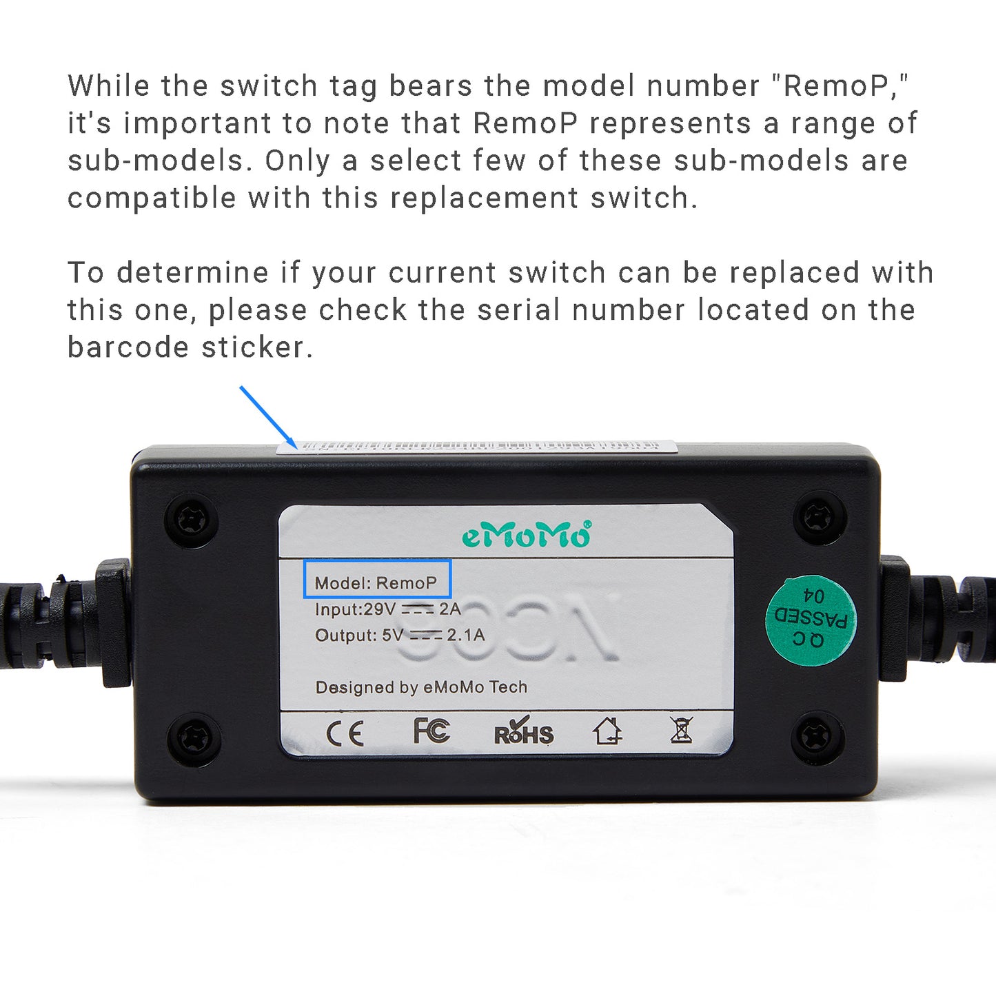 eMoMo RemoP10BLR 2 Button Fixed Switch with USB Charging Port