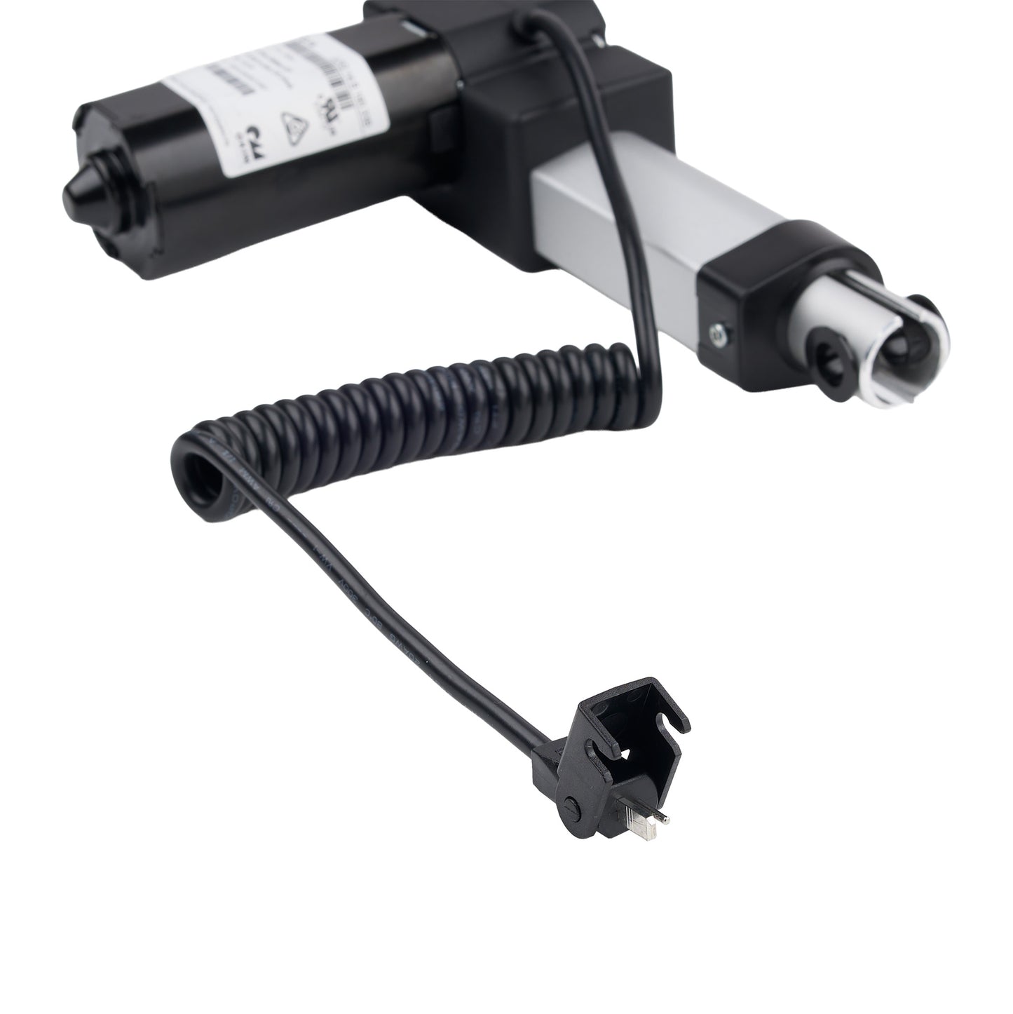 Mechanical component with coiled cable on a white background