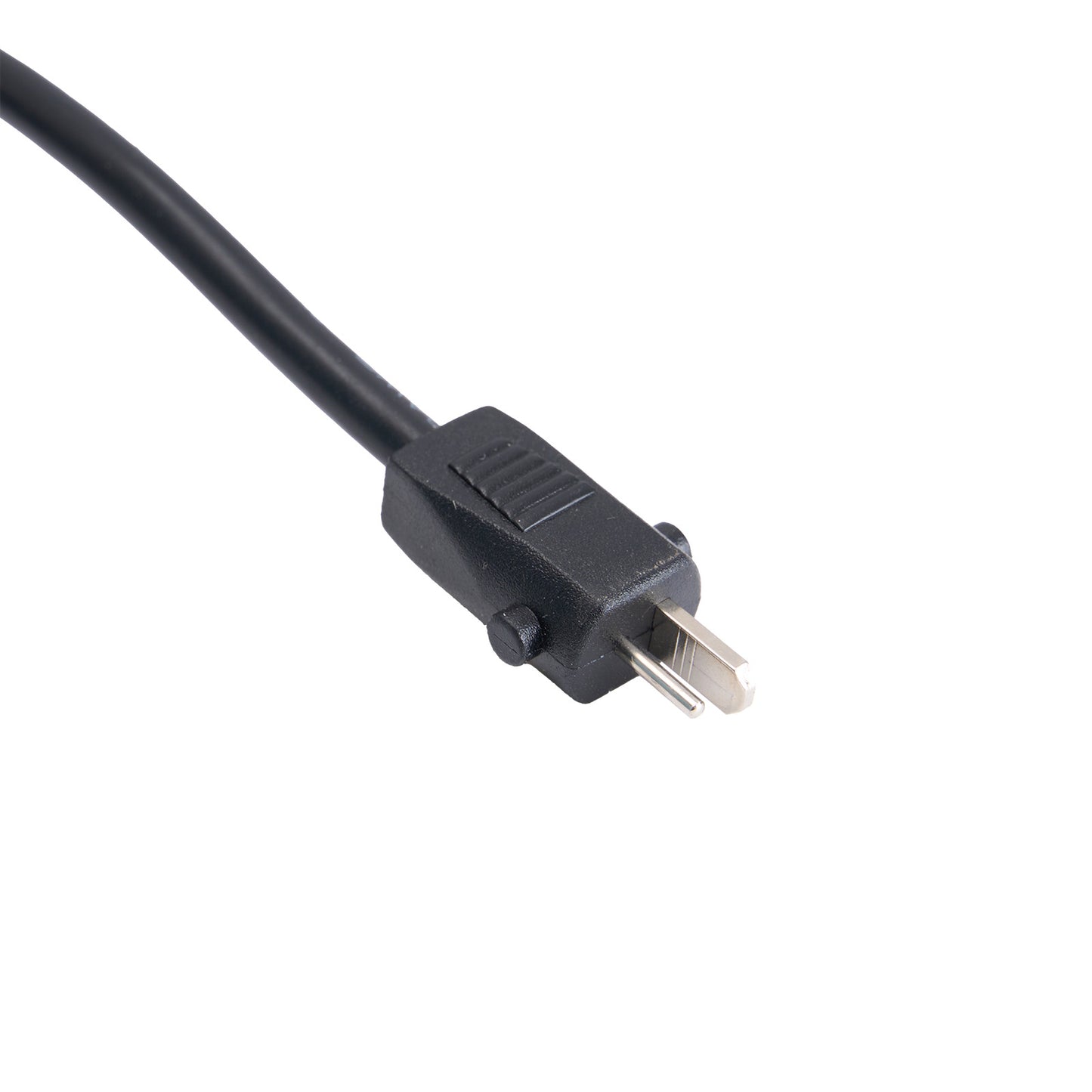 Black electrical plug on a white background