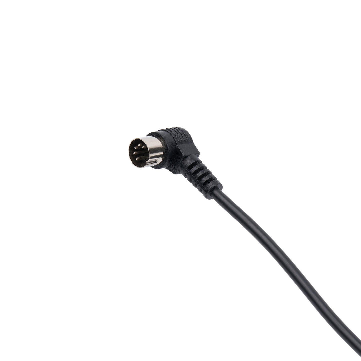 Black cable connector on a white background