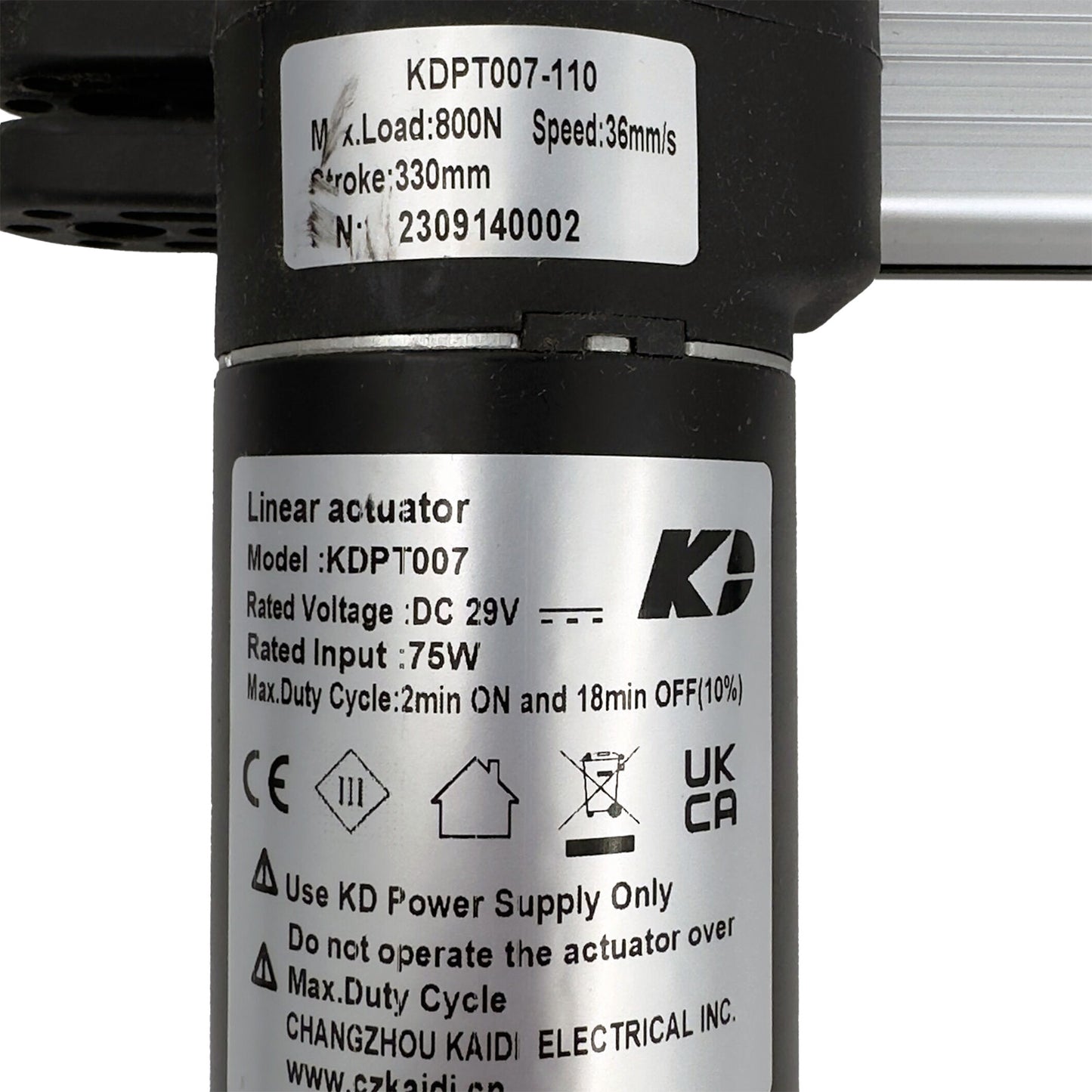 KAIDI KDPT007-110 Linear Actuator for Recliner/Lift Chair