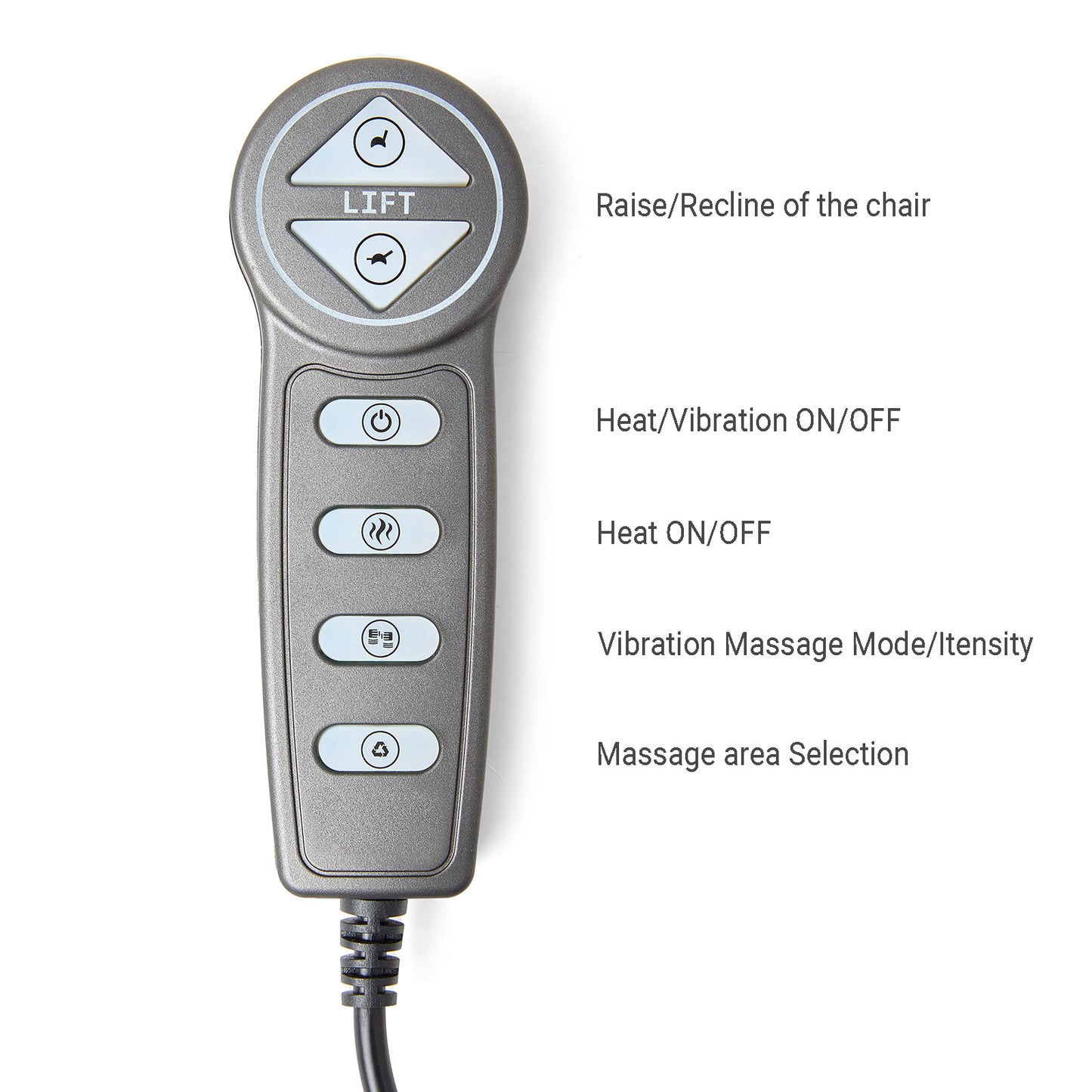 6 Button Lift & Massage Remote Controller for Power Recliner 8 Pin Suitable for Coaster