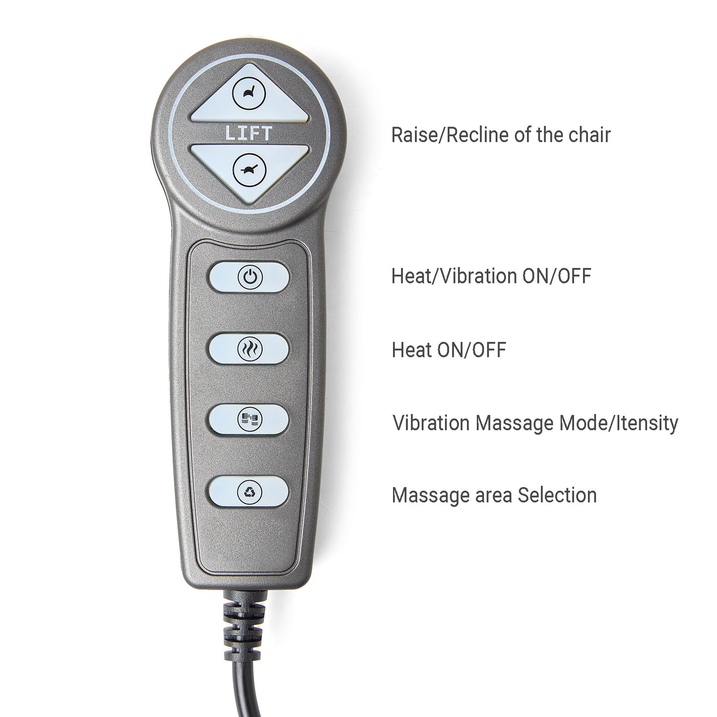 6-button lift & massage remote controller for power recliner 8-pin Suitable for Coaster