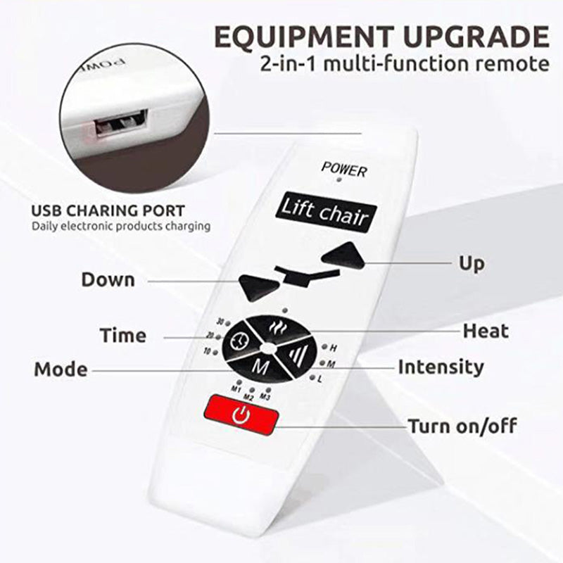 Replacement Remote Controller for Recliner Lifting Chair with Vibration Massage & Heat