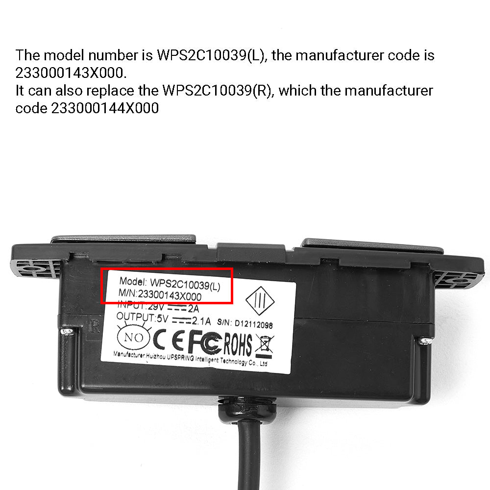 RMT WPS2C10039(L) 2 button Switch W/ USB for Recliner/Lift Chair