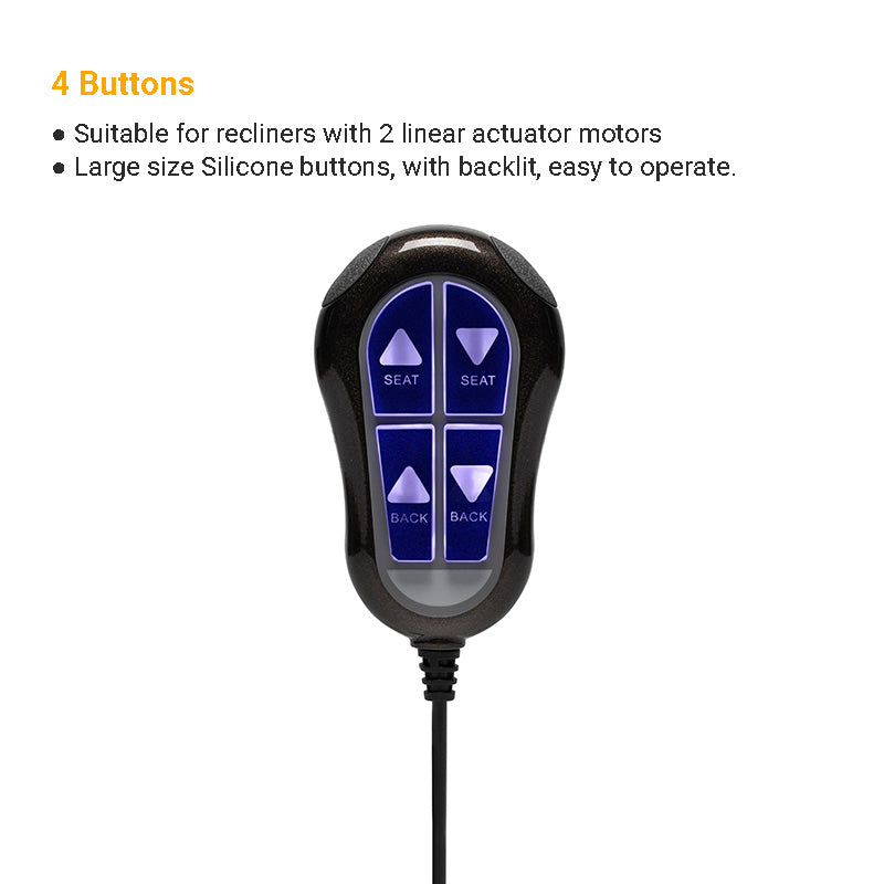 High Quality 4 Button 5 Pin Recliner Remote Controller with Backlit