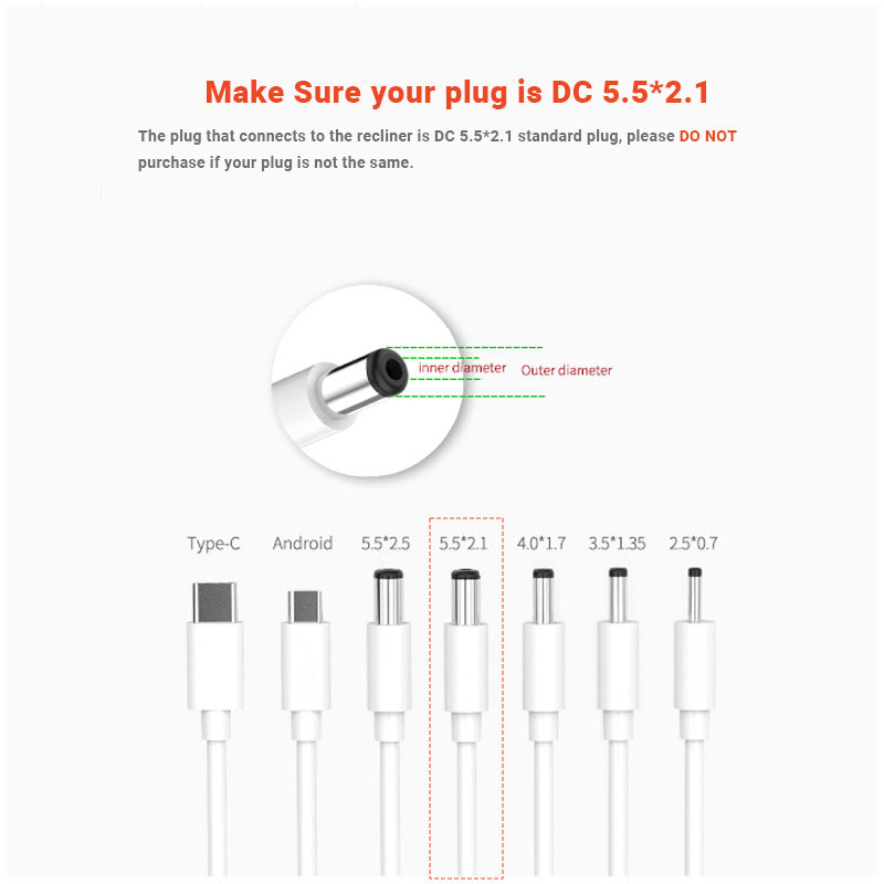 Power Adapter for Recliner Massage System 12V 2A DC5.5*2.1