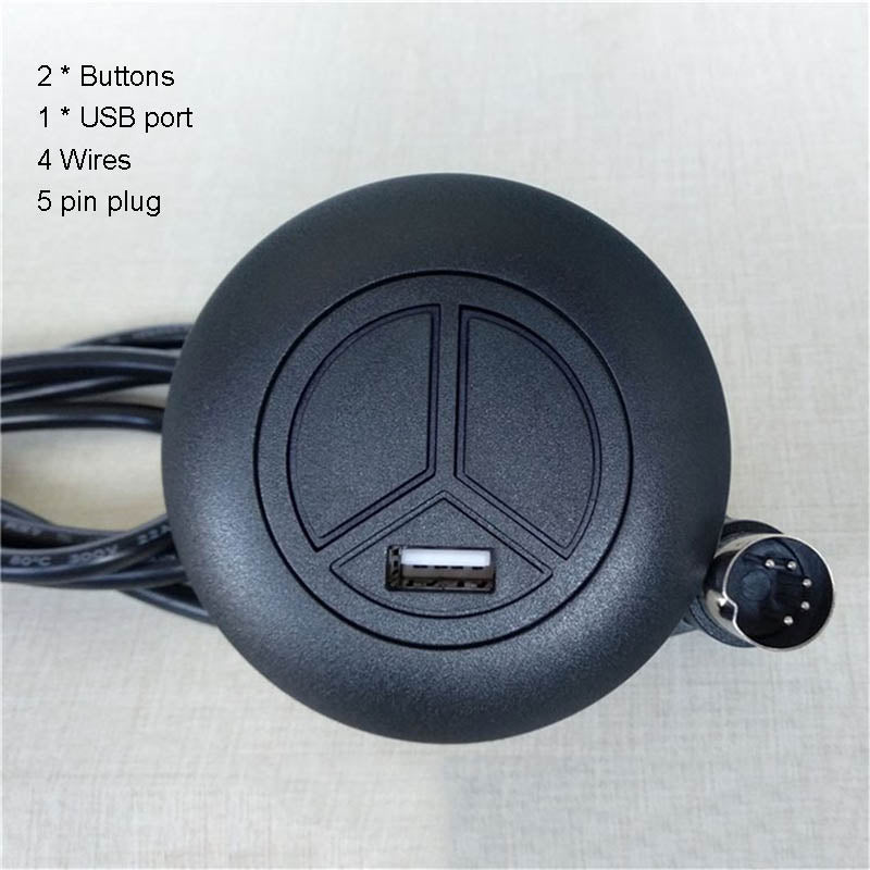 Universal Fixed 2 Button Remote Controller for Recliner Sofa with USB Charger & LED Light Round Shape