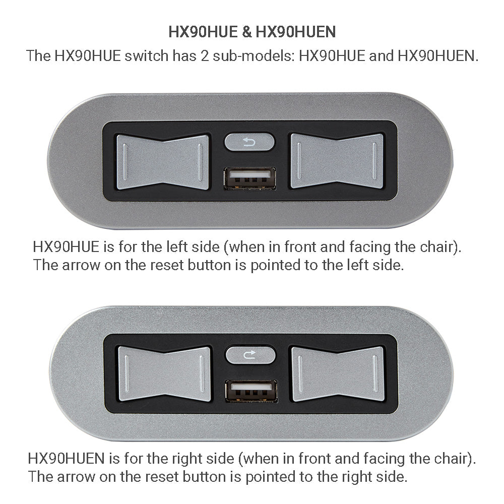 eMoMo HX90HUE/HX90HUEN Switch 5 Button 5 Pin with USB Port for Lift Chair and Power Recliner