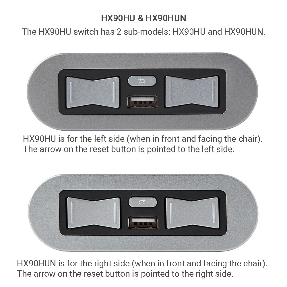 eMoMo HX90HU/HX90HUN Switch 5 Button 5 Pin with USB Port for Lift Chair and Power Recliner