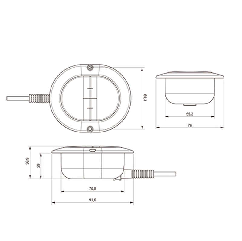 Oval 2 Button 5 pinFixed Side Switch for Lift Chair or Recliner