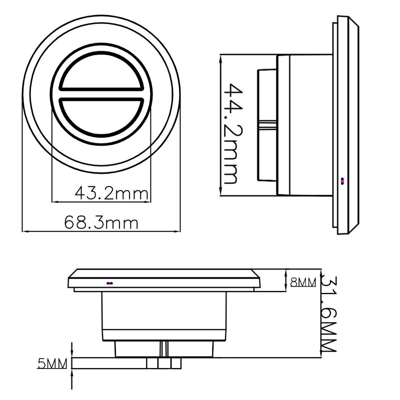 Round 2 Button 5 Pin Switch for Power Lift Recliners