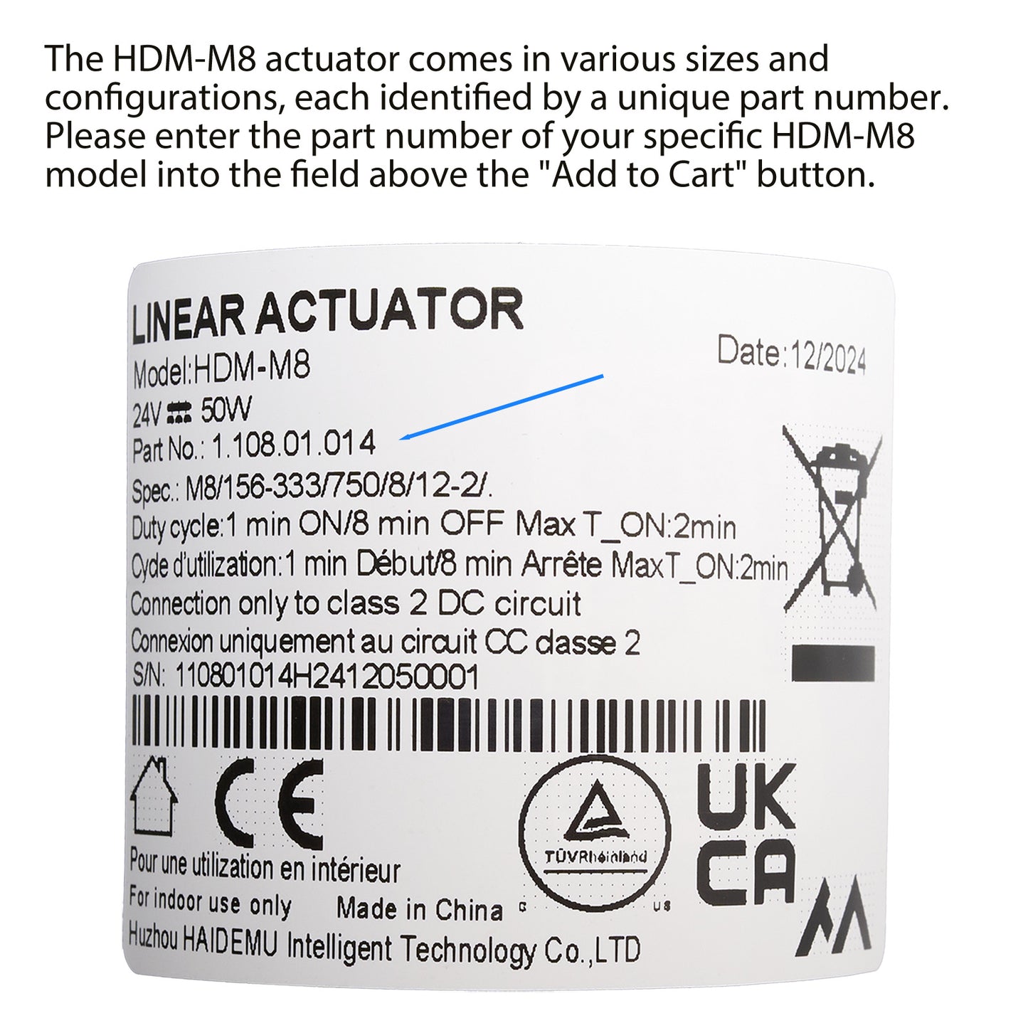 Genuine HDM-M8 Linear Actuator Motor for Recliner Lift Chair