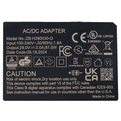 ZB-H290030-G AC/DC Adapter for motion furniture 29V 3A 87W